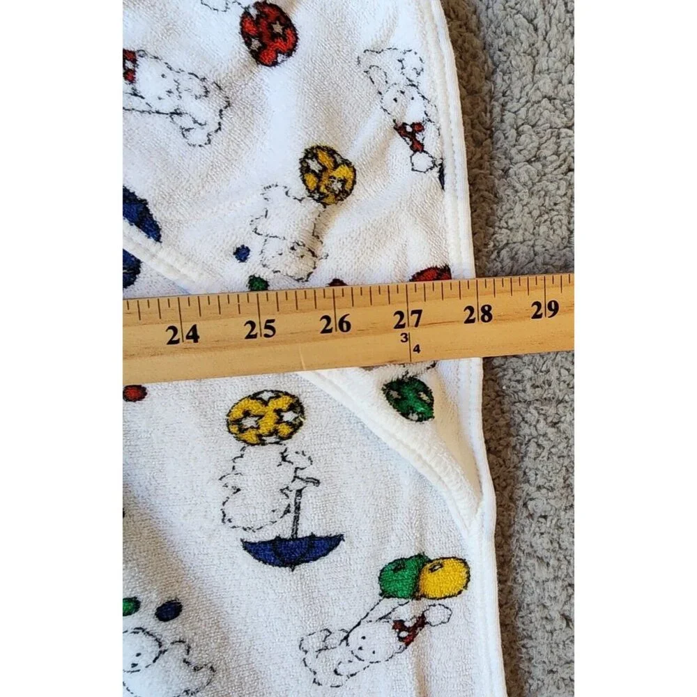 Vtg‎ Carter’s Primary Colors Teddy Bear Balloon Terry Cloth Blanket/Hooded Towel